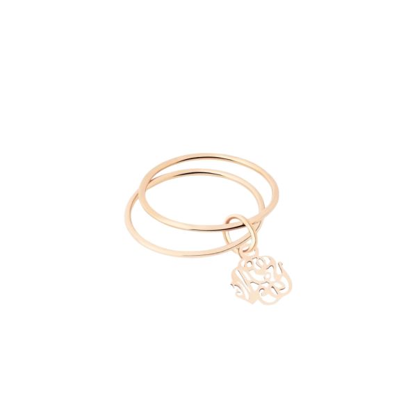 Bague Ginette NY Monogram double circle en or rose 