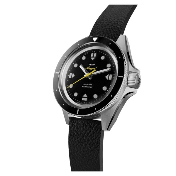 Montre Yema Navygraf Slim CMM.20 automatique cadran noir bracelet cuir noir 39 mm 22.24.66.SN.L6