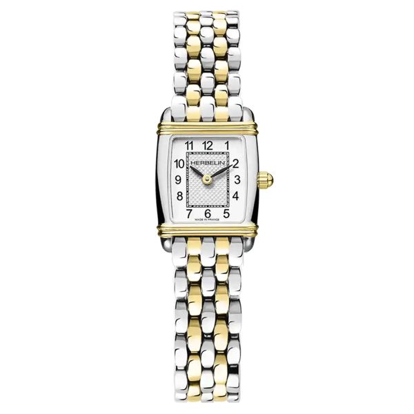 Herbelin Art Déco quartz two-tone silver dial two-tone steel bracelet 17.8 x 19.40 mm 17438BT22