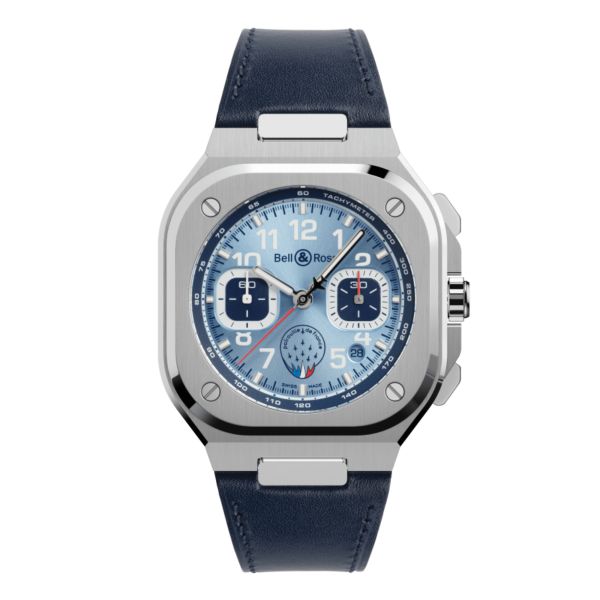 Bell & Ross BR 05 Chrono Patrouille de France automatic blue dial blue leather strap 42 mm