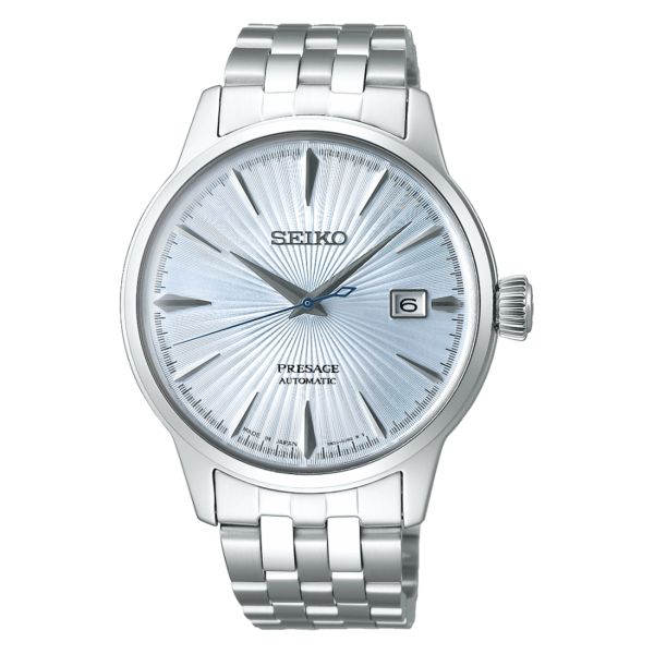 Montre Seiko Presage Cocktail automatique cadran bleu bracelet acier 40,5 mm