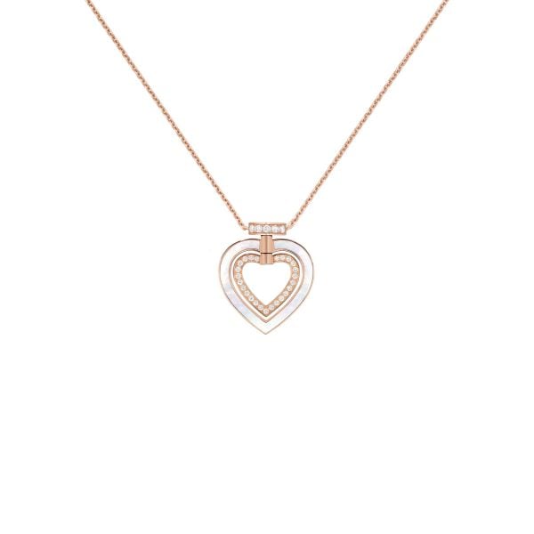 Fred Pretty Woman Hypnotique reversible necklace in pink gold, diamonds and mother-of-pearl