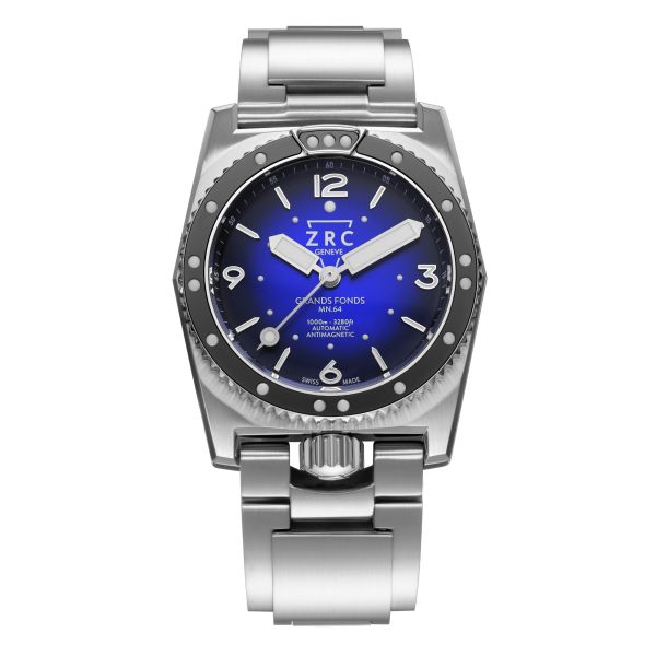 Montre ZRC GRANDS FONDS 300 MN64 HETERIUM METAL automatique cadran bleu bracelet acier 41,5 mm