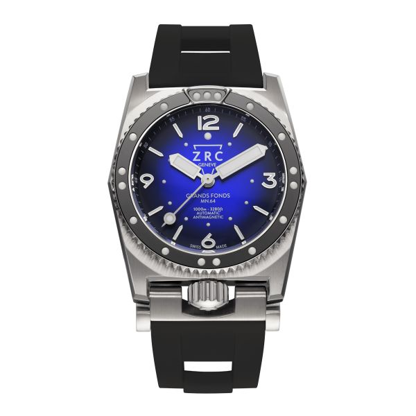 Montre ZRC GRANDS FONDS 300 MN64 HETERIUM RUBBER automatique cadran bleu bracelet caoutchouc 41,5 mm