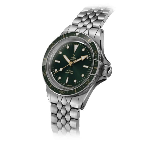 Yema Superman Gilt CMM.10 automatic green dial steel bracelet 41 mm