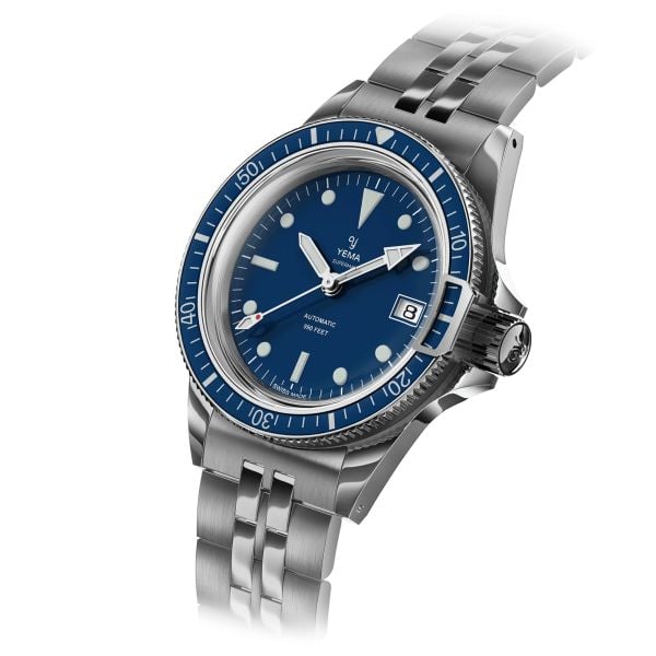 Yema Superman Swiss Edition automatic blue dial steel bracelet 39 mm