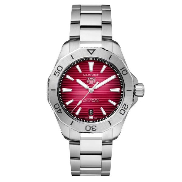 Montre TAG Heuer Aquaracer Professional 200 automatique cadran rouge bracelet acier 40 mm WBP2114.BA0627