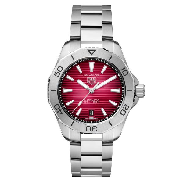 TAG Heuer Aquaracer Professional 200 automatic watch red dial steel bracelet 40 mm WBP2114.BA0627