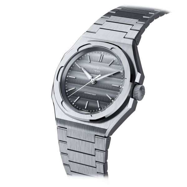 Montre Yema Wristmaster Traveller automatique cadran gris bracelet acier 39 mm