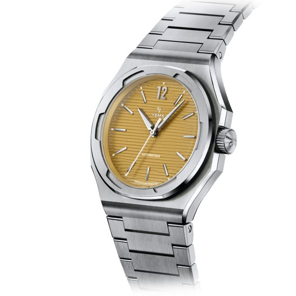 Montre Yema Wristmaster Slim CMM.20 Micro-Rotor automatique cadran jaune bracelet acier 39 mm