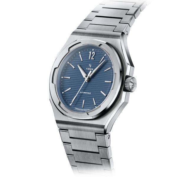 Montre Yema Wristmaster Slim CMM.20 Micro-Rotor automatique cadran bleu bracelet acier 39 mm