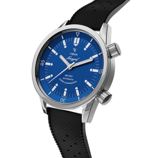 Montre Yema Navygraf Super Compressor automatique cadran bleu bracelet tropic 38,5 mm