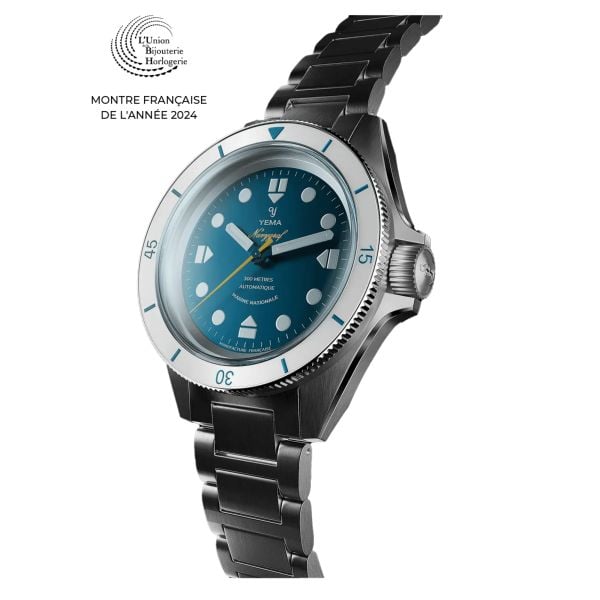 Montre Yema Navygraf Marine Nationale CMM.10 automatique cadran bleu bracelet acier 39 mm