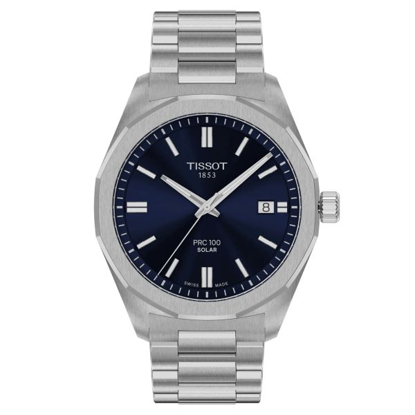 Montre Tissot T-Classic PR 100 quartz solaire cadran bleu bracelet acier 39 mm T151.422.11.041.00