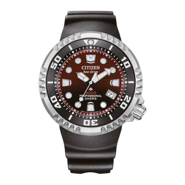 Montre Citizen Promaster Marine Eco-Drive Professional Diver 300 m cadran rouge bracelet caoutchouc 46 mm