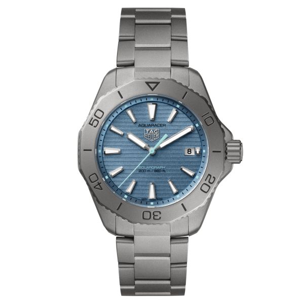 TAG Heuer Aquaracer Professional 200 Solargraph quartz watch blue dial titanium bracelet 40 mm WBP1182.BF0000