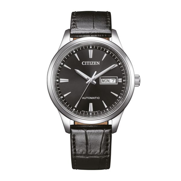 Citizen Platform Mechanical Day Date automatic black dial leather strap 40 mm