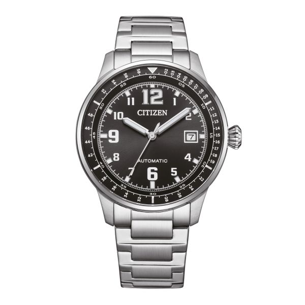 Montre Citizen Platform Mechanical Urban Military automatique cadran noir bracelet acier 40 mm