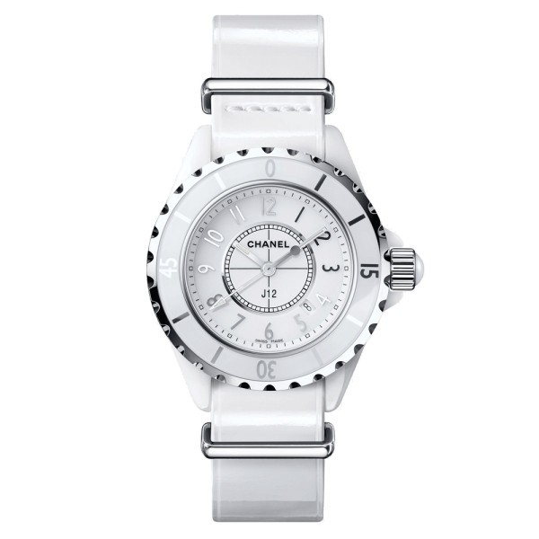 Montre Chanel J12-G10 Gloss cadran blanc bracelet veau verni 33 mm