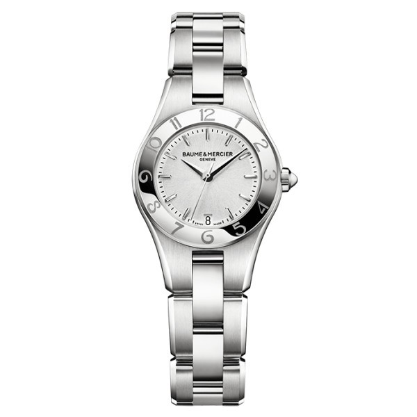 Montre Baume et Mercier Linea quartz cadran argenté bracelet acier 27 mm