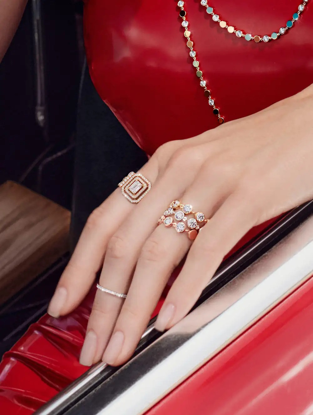 Messika 0.73Ctw Glam'Azone 3 Row Diamond Band Ring 18K White Gold Size 53  US 6.5 | eBay